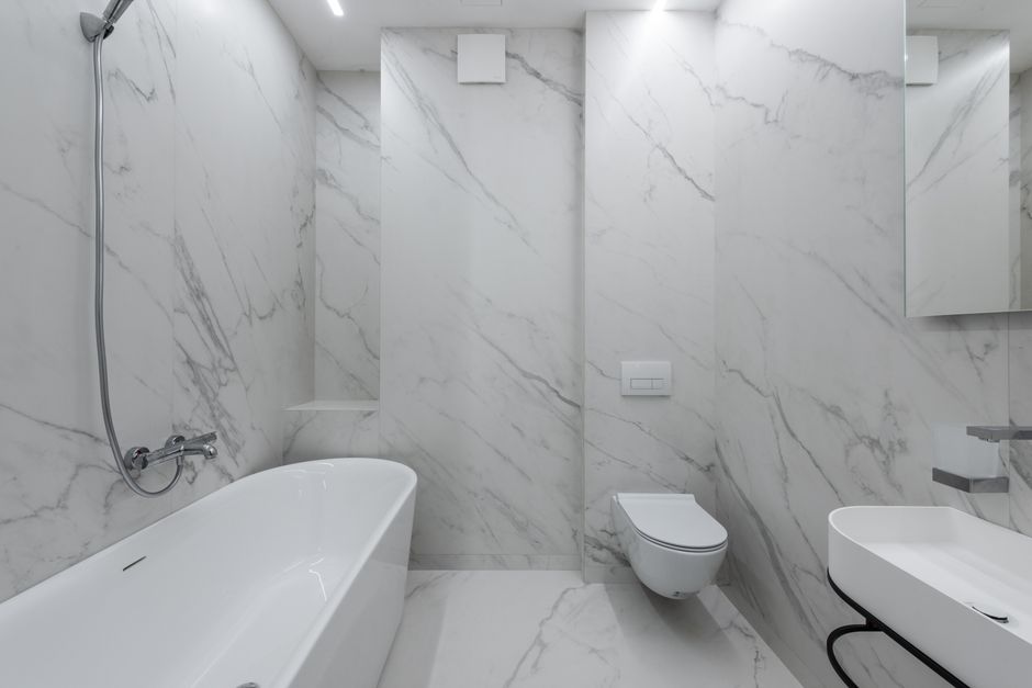 Precision tile installation for bathroom walls